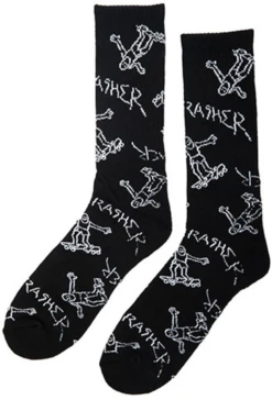 THRASHER GONZ LOGO CREW SOCKS BLACK