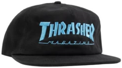THRASHER SKATE MAG LOGO BLUE SNAPBACK HAT BLACK