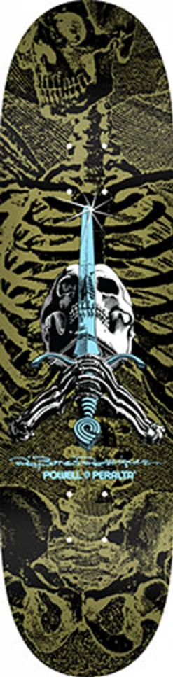 POWELL 8.25" SKULL & SWORD GOLD PP DECK